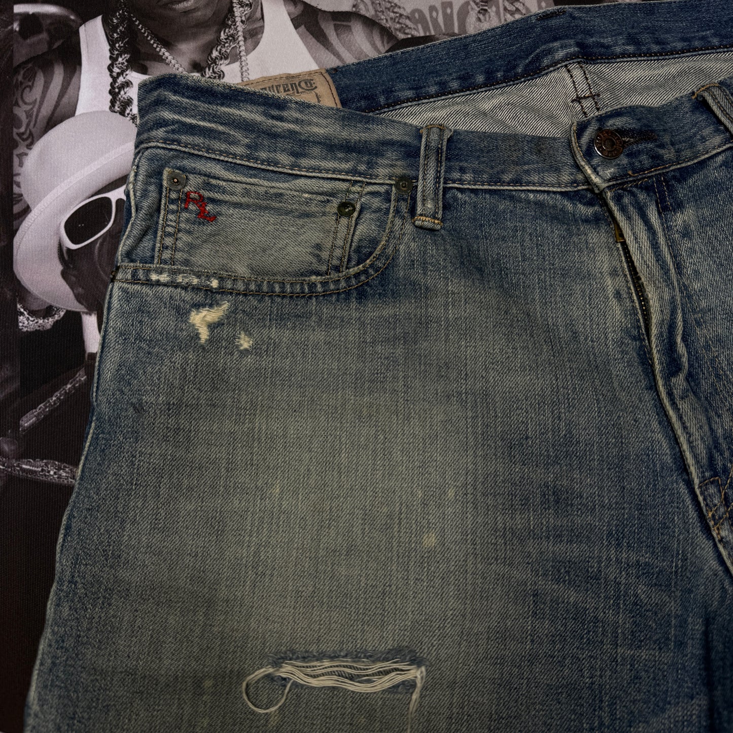 Polo Ralph Lauren Distressed 10" Cut Off Shorts SZ 36