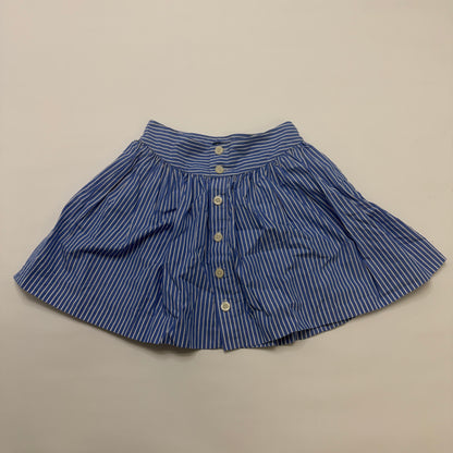 Polo Ralph Lauren Girls Blue and White Striped Cotton Button-Front Skirt, Size 10