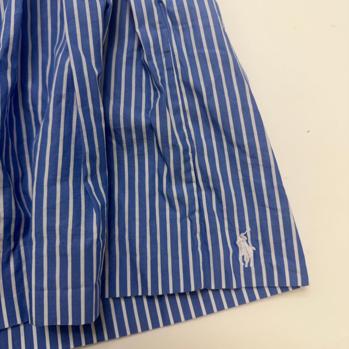Polo Ralph Lauren Girls Blue and White Striped Cotton Button-Front Skirt, Size 10