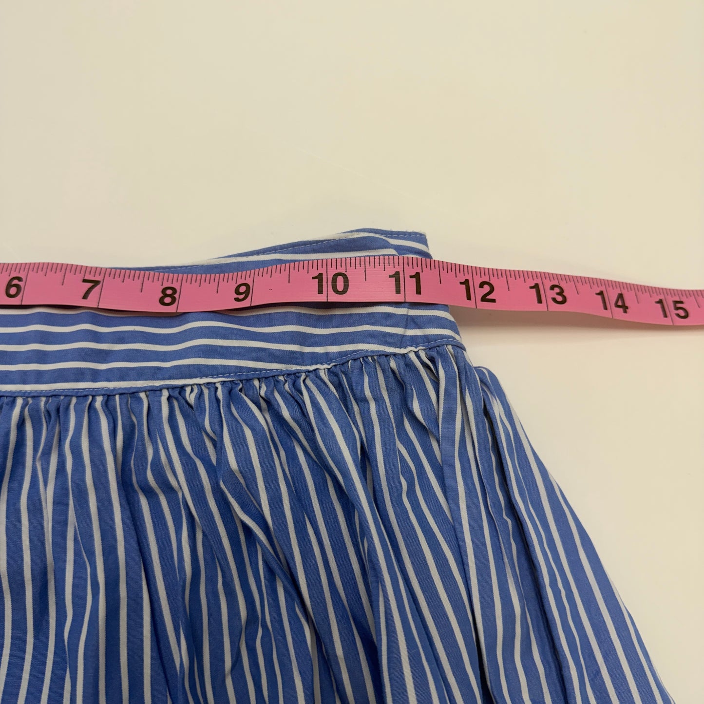 Polo Ralph Lauren Girls Blue and White Striped Cotton Button-Front Skirt, Size 10