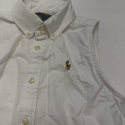 Polo Ralph Lauren Girls White Oxford Shirtdress, Sleeveless Belted Dress, Size 12