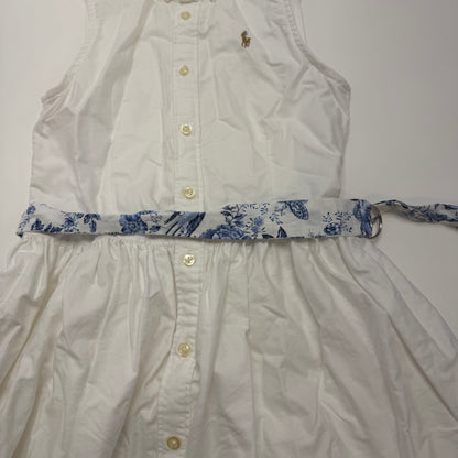 Polo Ralph Lauren Girls White Oxford Shirtdress, Sleeveless Belted Dress, Size 12