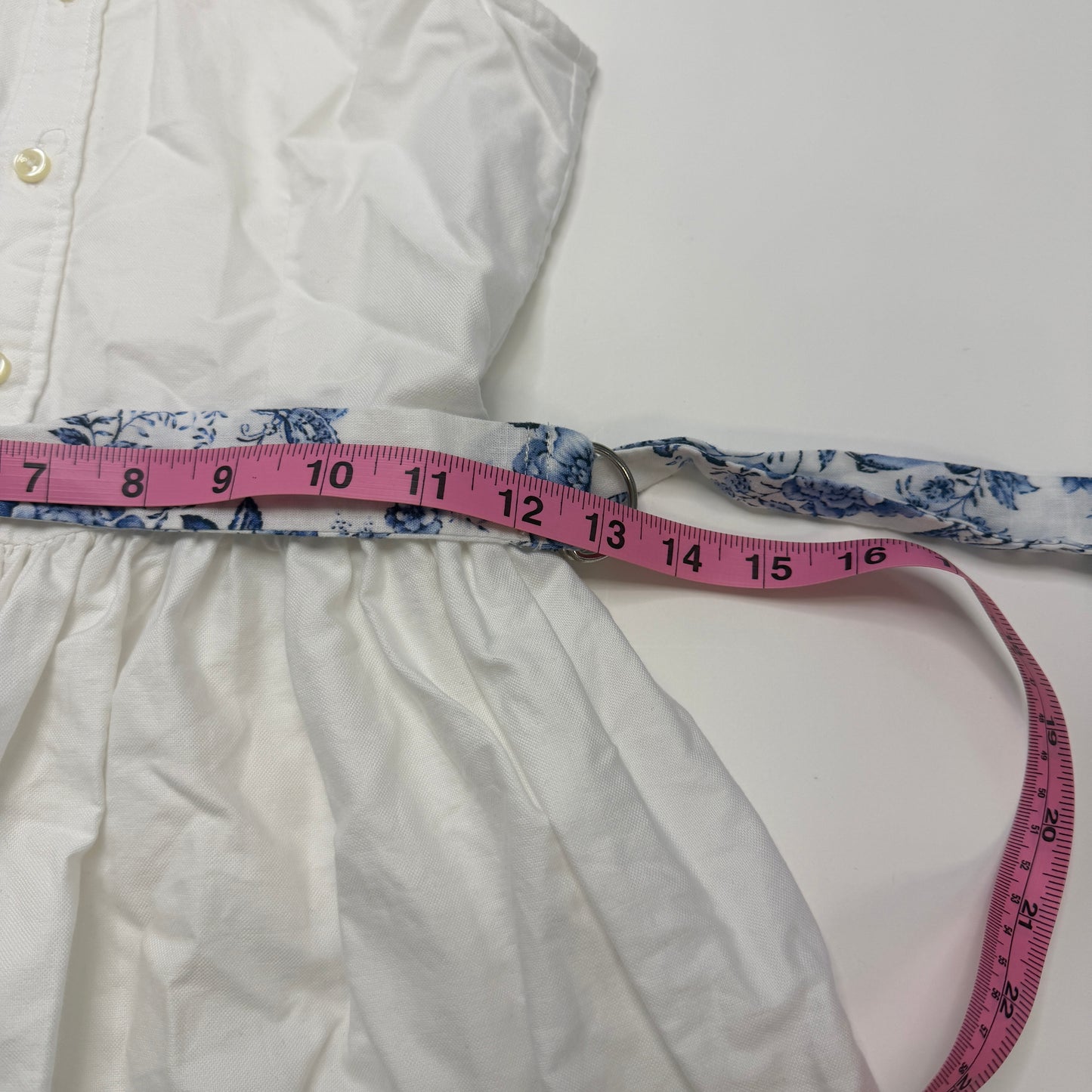 Polo Ralph Lauren Girls White Oxford Shirtdress, Sleeveless Belted Dress, Size 12