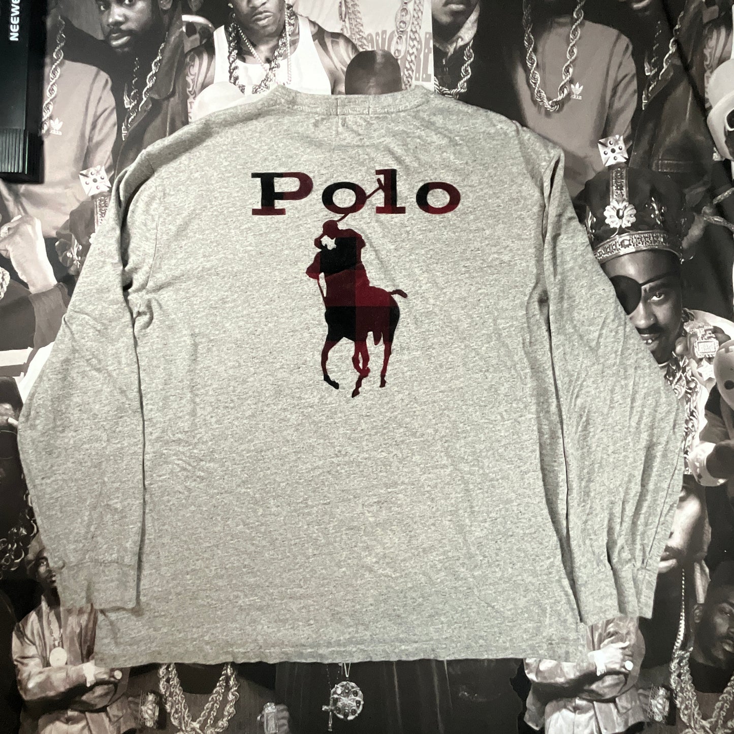 Polo Ralph Lauren Long Sleeve Felt Giant Pony T-Shirt in Size XL Heather Grey