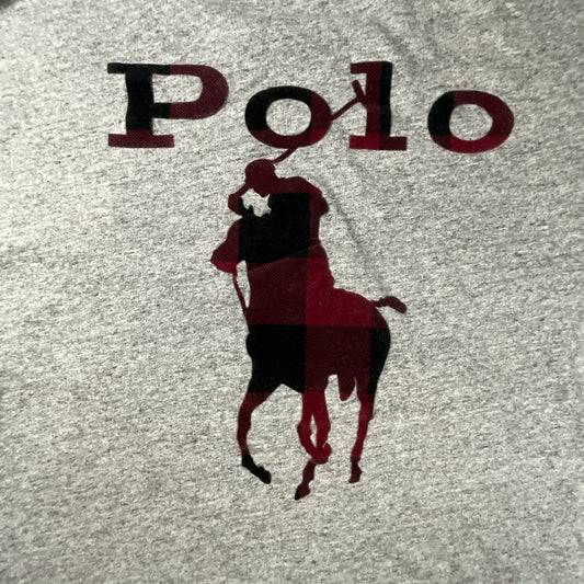 Polo Ralph Lauren Long Sleeve Felt Giant Pony T-Shirt in Size XL Heather Grey