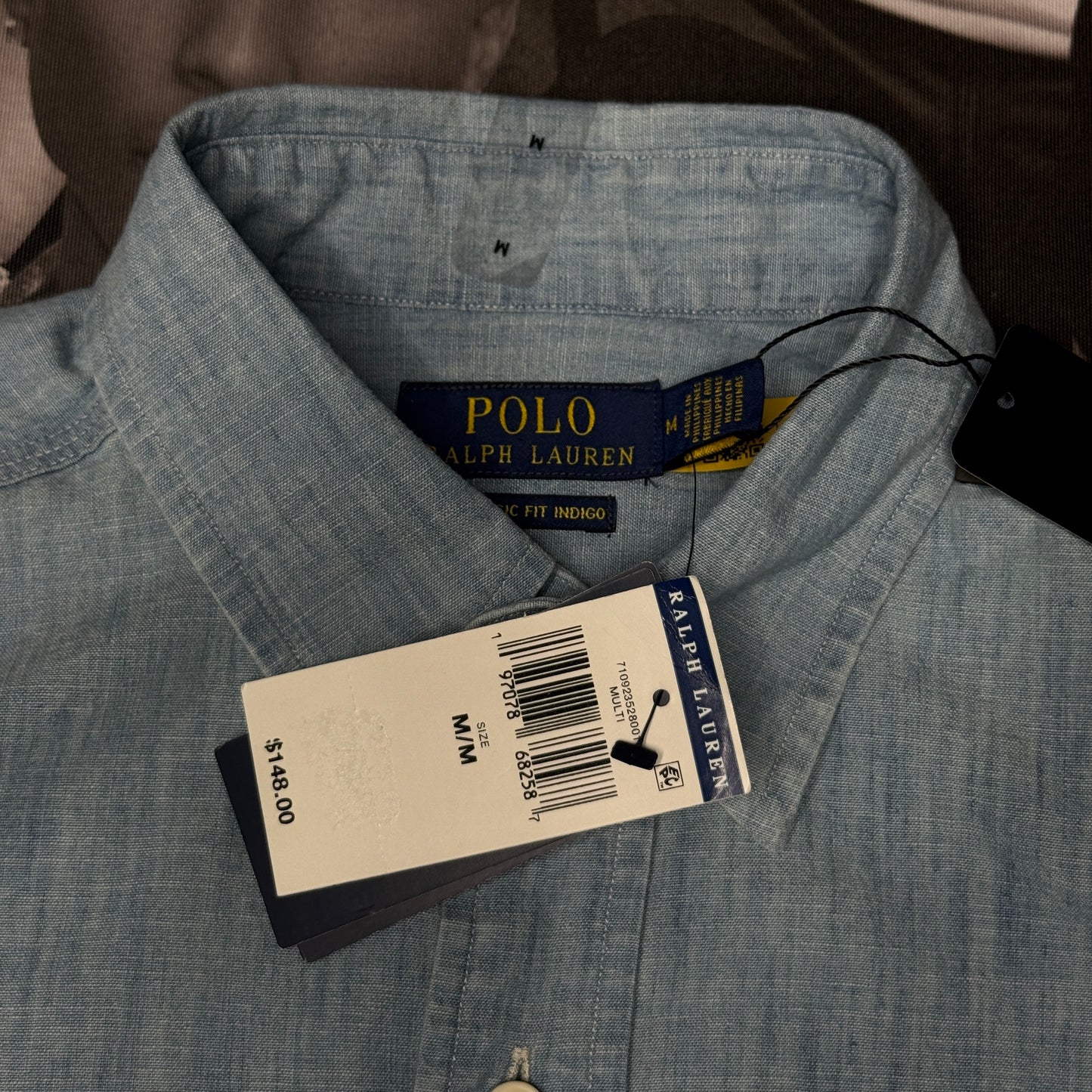 NWT Polo Ralph Lauren Men's Cotton Classic-Fit Chambray Graphic Workshirt