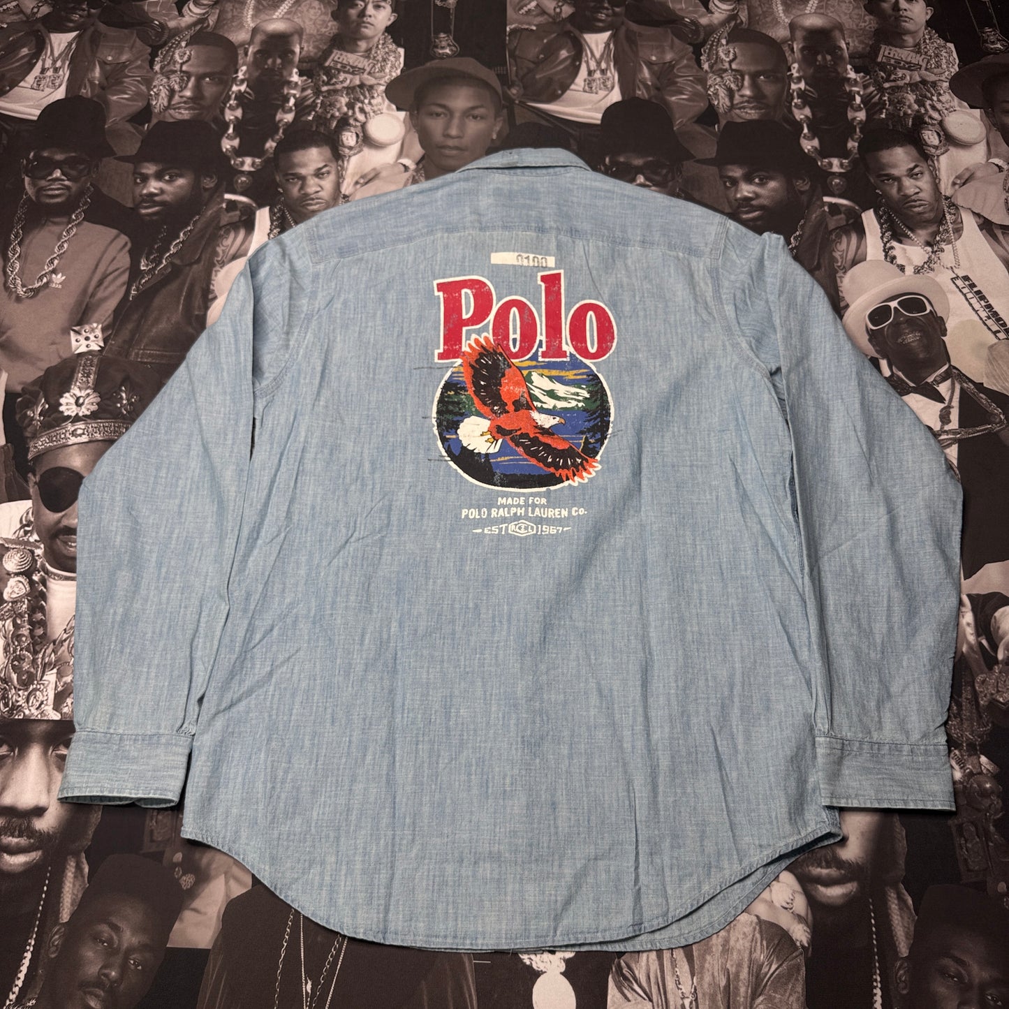 NWT Polo Ralph Lauren Men's Cotton Classic-Fit Chambray Graphic Workshirt