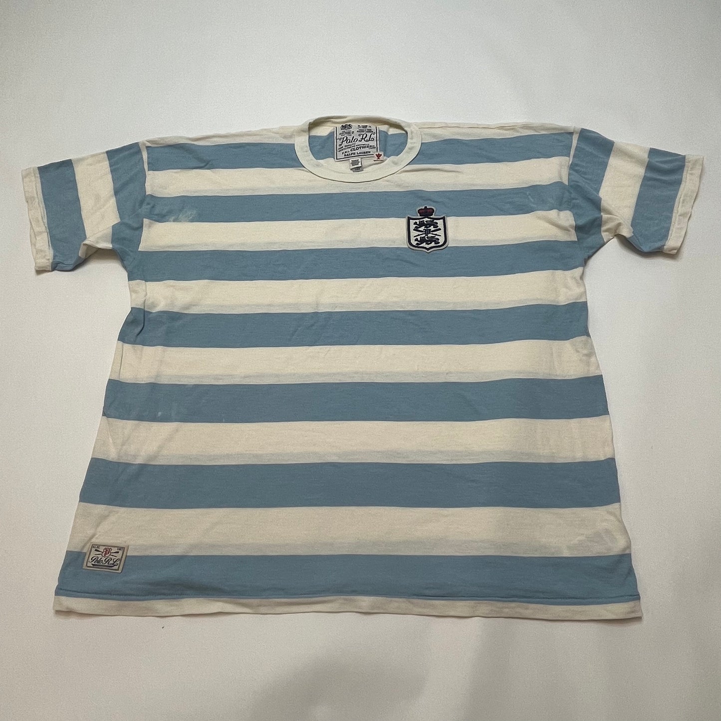 Polo Ralph Lauren RLPC Men's Short Sleeve Crest Shirt XL Blue White READ