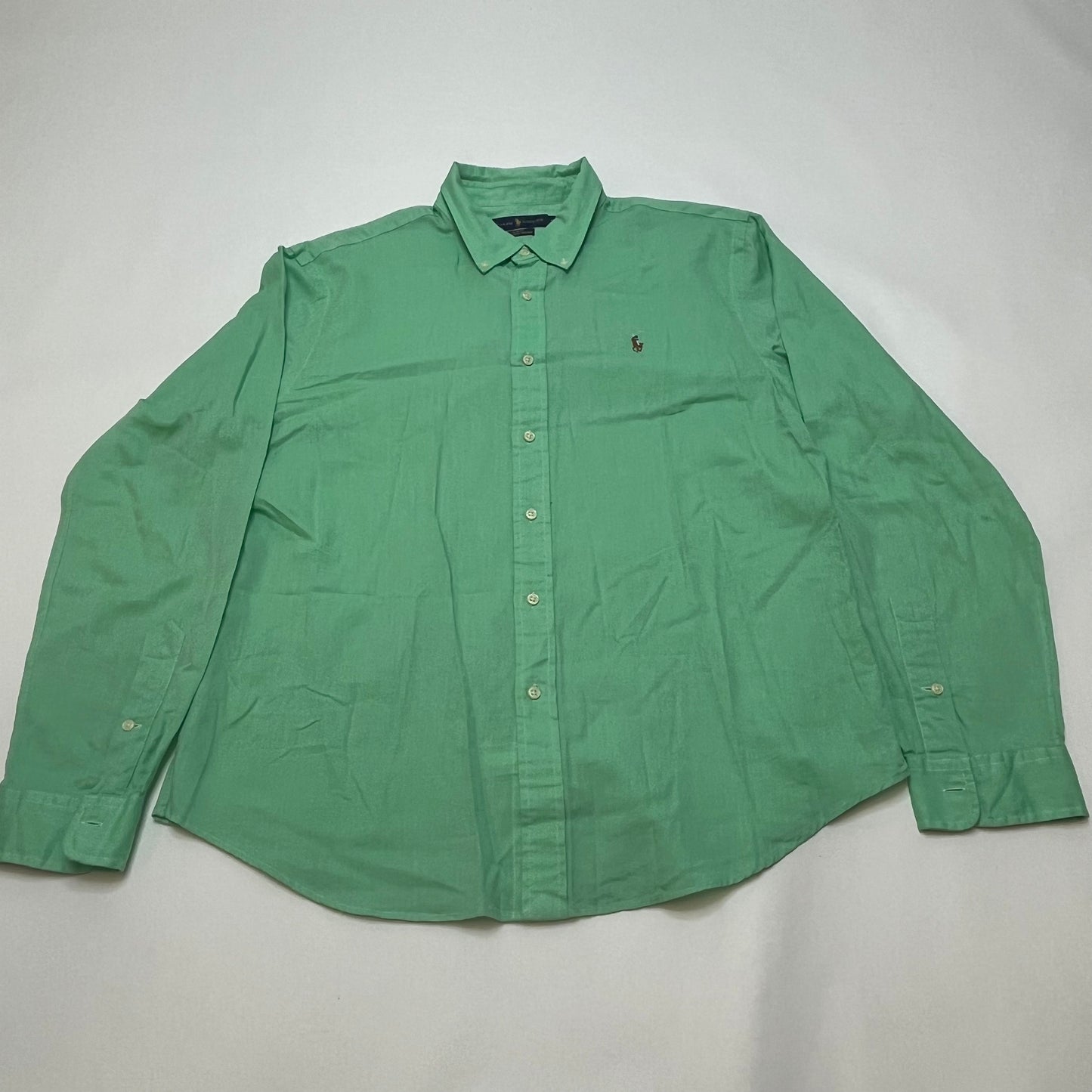Polo Ralph Lauren Slim Fit Chambray Oxford Men's Shirt XL Green Used