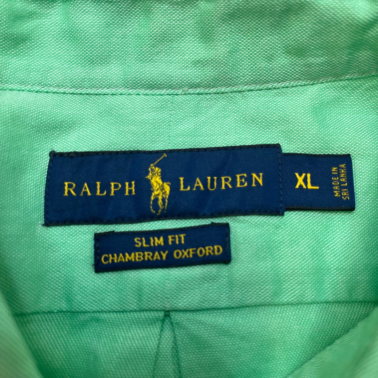 Polo Ralph Lauren Slim Fit Chambray Oxford Men's Shirt XL Green Used