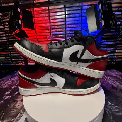 Pre-Owned Air Jordan 1 Low Bred Toe Gym Red/White-Black 553558-612 Size 13