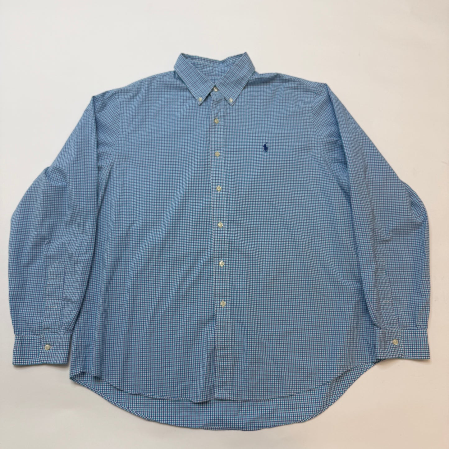 Polo Ralph Lauren Men's Button Down Shirt XL Blue Check Plaid Long Sleeve