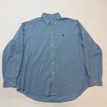 Polo Ralph Lauren Men's Button Down Shirt XL Blue Check Plaid Long Sleeve