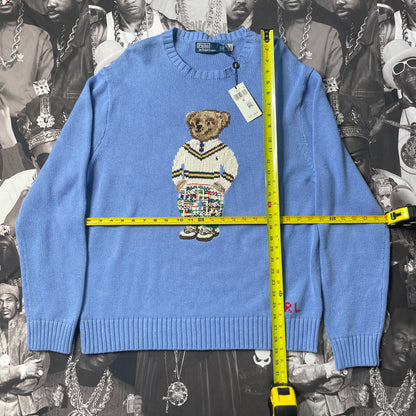 NWT Ralph Lauren Polo Bear Cotton Sweater Soft Royal XL