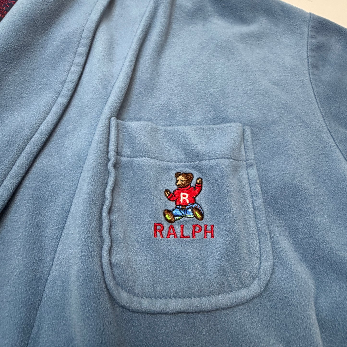 Polo Ralph Lauren Vintage Polo Bear Velour Robe Women's Size S Blue Bathrobe