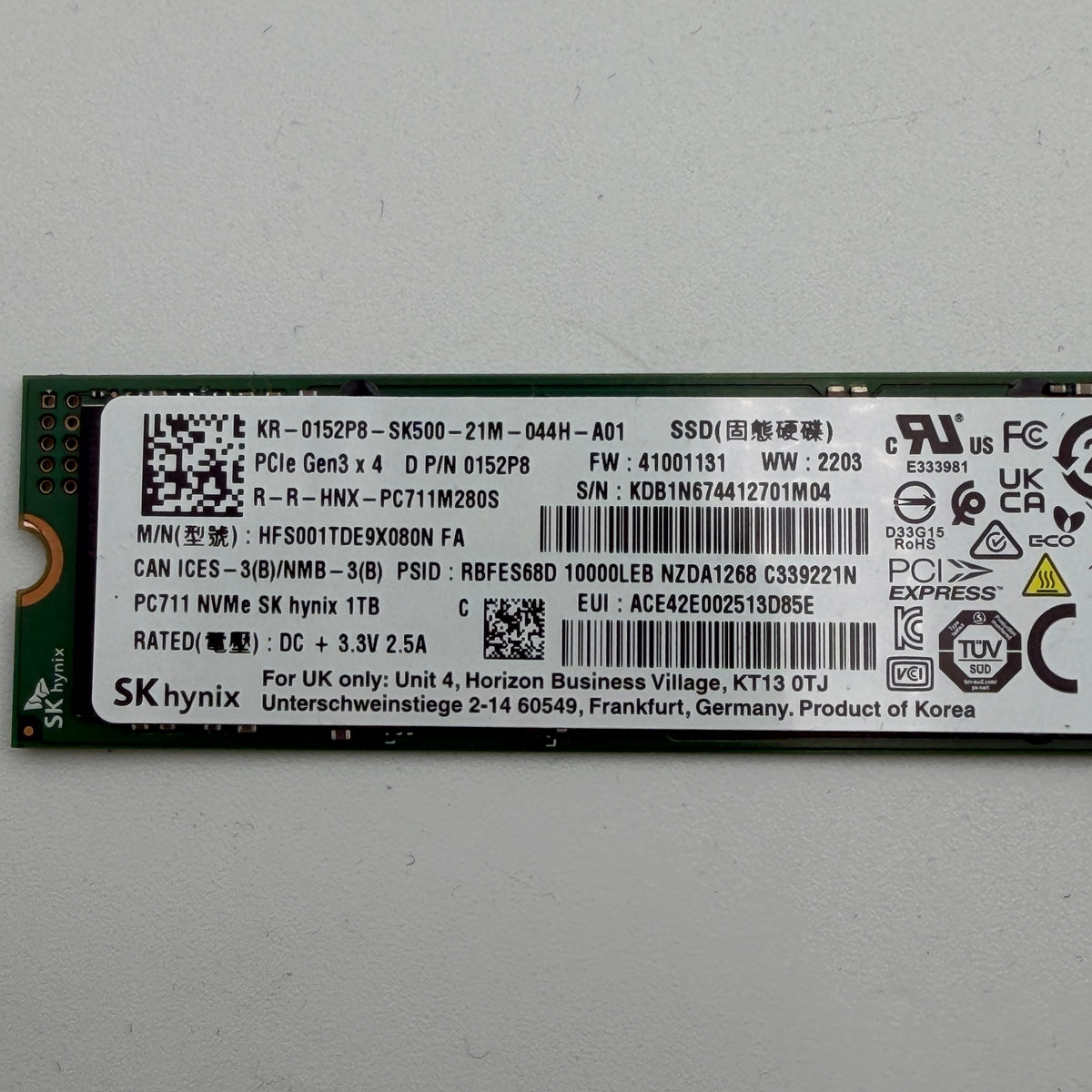SK Hynix PC711 1TB NVMe SSD - Black