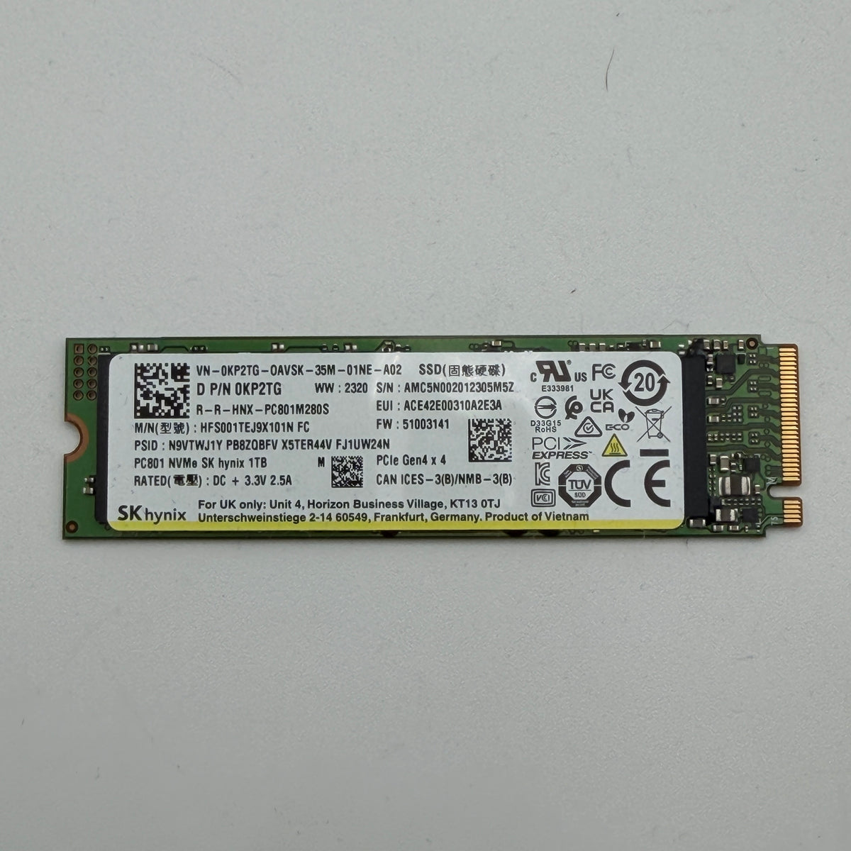 SK Hynix PC801 1TB NVMe SSD Black - Used A