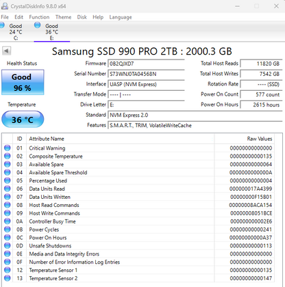 Samsung 990 Pro 2TB SSD NVMe M.2