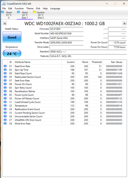 WD Western Digital Black WD1002FAEX 1TB 3.5" SATA HDD 7200RPM 64MB Cache