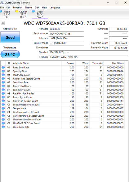 WD Western Digital 750GB 7.2K SATA 3.5" HDD WD7500AAKS