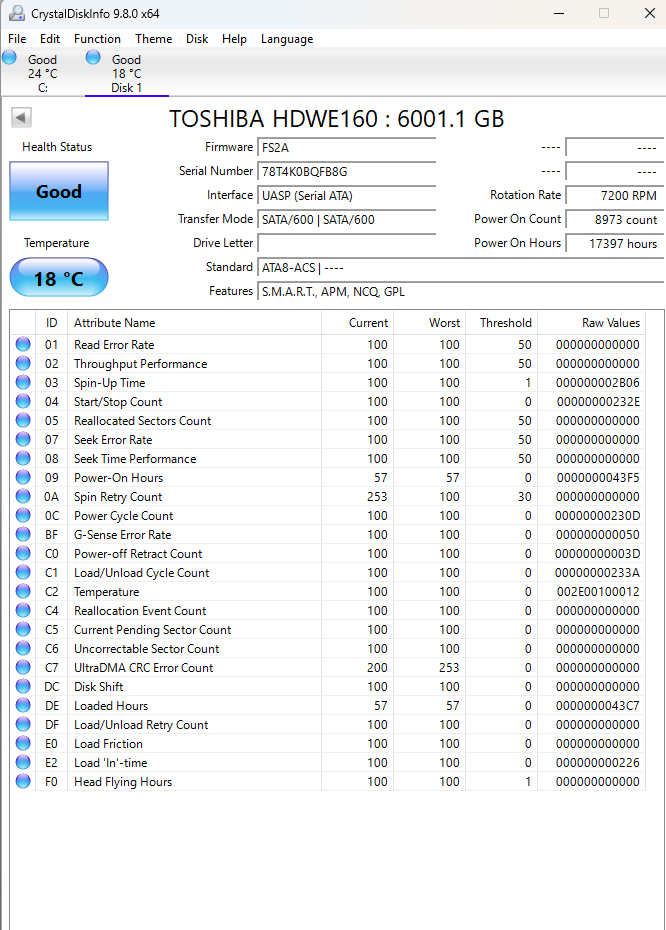 Toshiba 6TB HDD 7200 RPM Internal Hard Drive