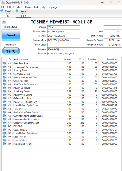 Toshiba 6TB HDD 7200 RPM Internal Hard Drive