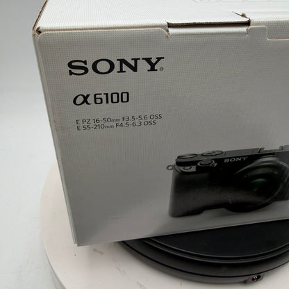 Sony A6100 Digital Camera Black Kit w/ Extras 1104 Shutter Count
