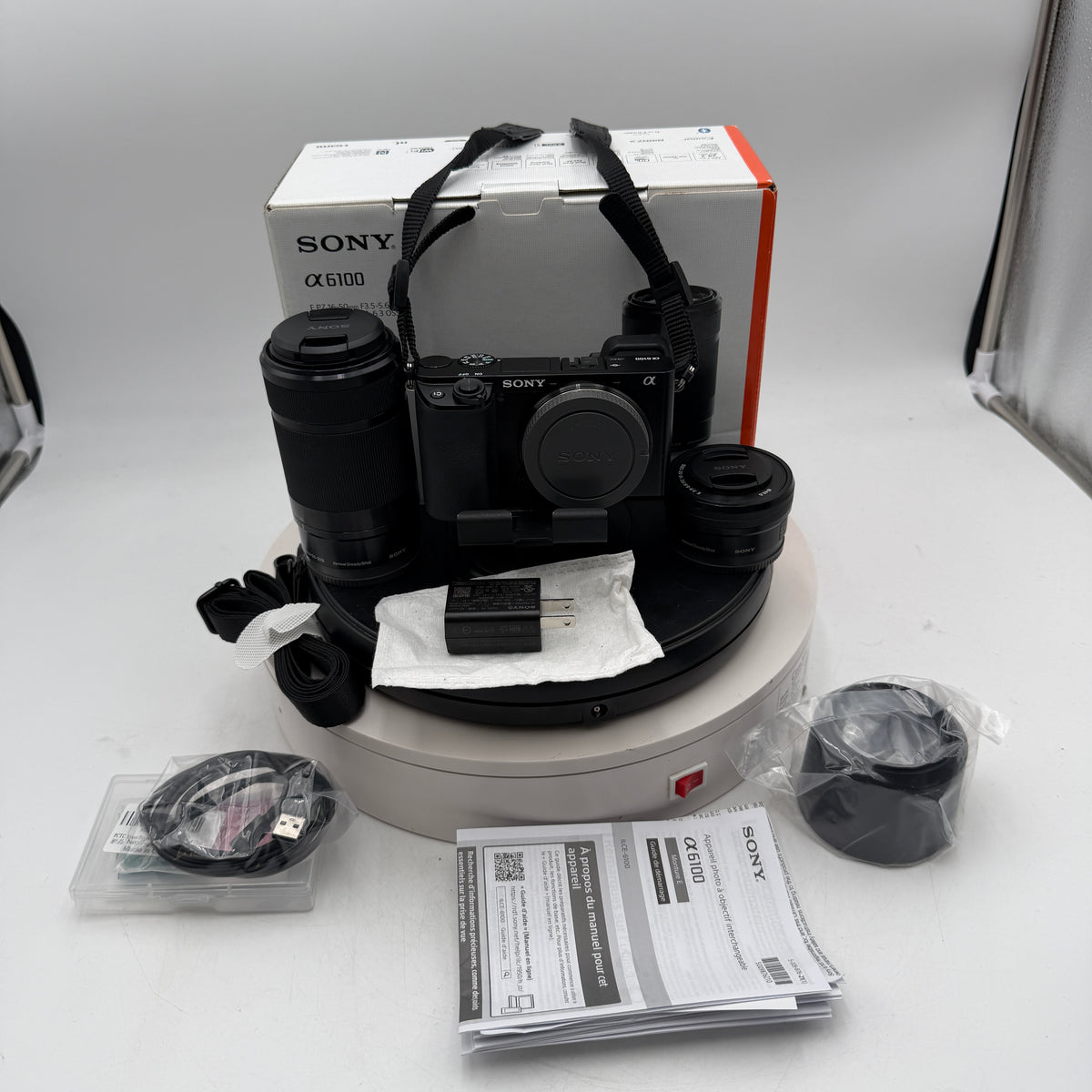 Sony A6100 Digital Camera Black Kit w/ Extras 1104 Shutter Count