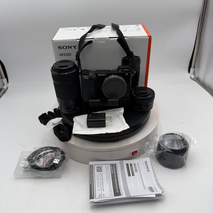 Sony A6100 Digital Camera Black Kit w/ Extras 1104 Shutter Count