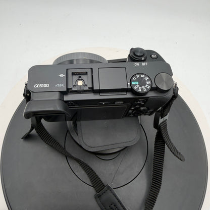 Sony A6100 Digital Camera Black Kit w/ Extras 1104 Shutter Count
