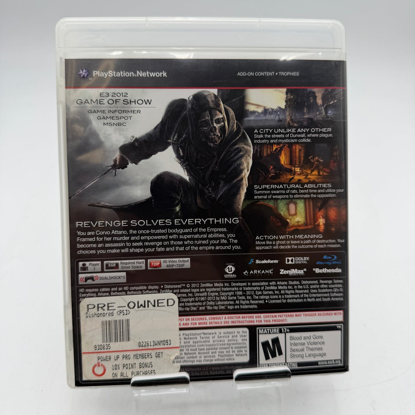 Sony PlayStation 3 Dishonored Video Game Complete Case Manual PS3