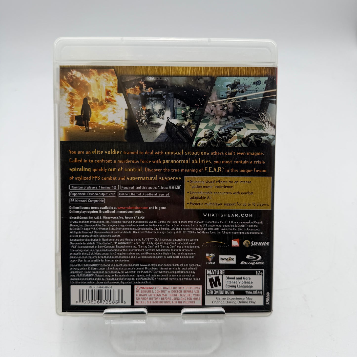 Sony PlayStation 3 F.E.A.R. Video Game Complete in Case with Manual & Inserts PS3