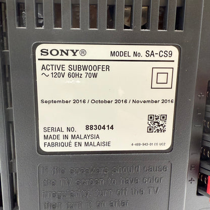 Sony SA-CS9 Black Speaker - Used, Fully Functional, Free Shipping