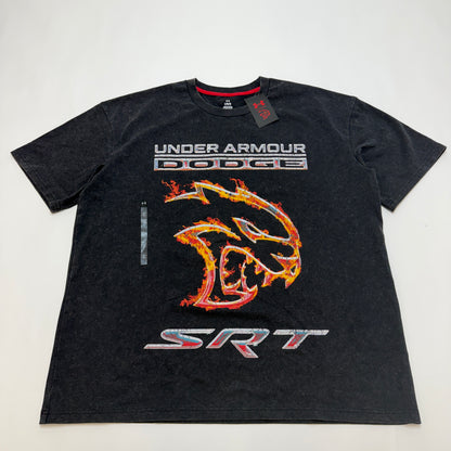 Under Armour x Dodge SRT Hellcat Tee, Men's Large, Washed Black Chrome Flame