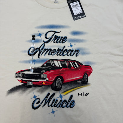 Under Armour x Dodge True American Muscle Tee Men's Size L Cream Hellcat Airbrush