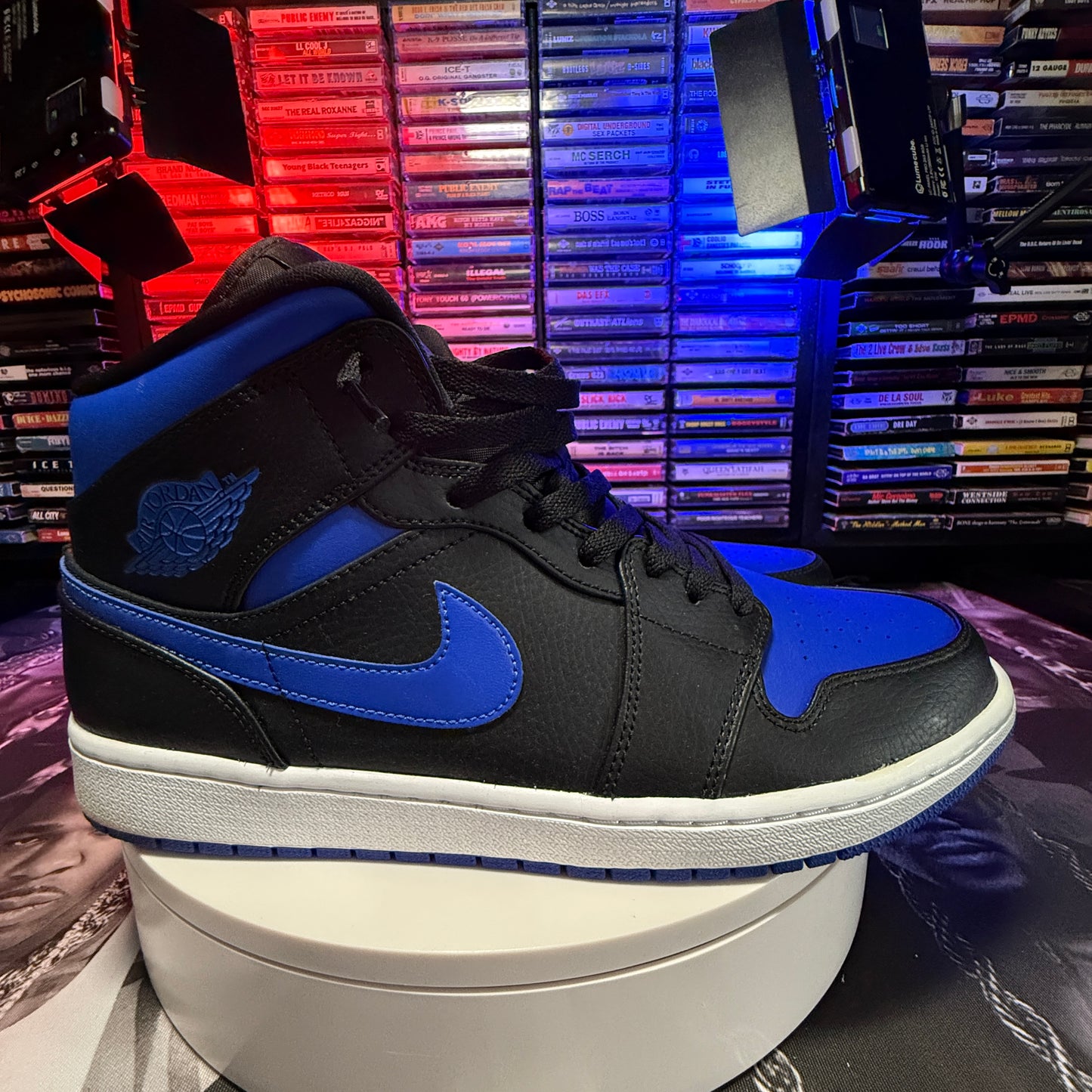 VNDS Air Jordan 1 Mid Black/Hyper Royal-White 654724-088 Size 12