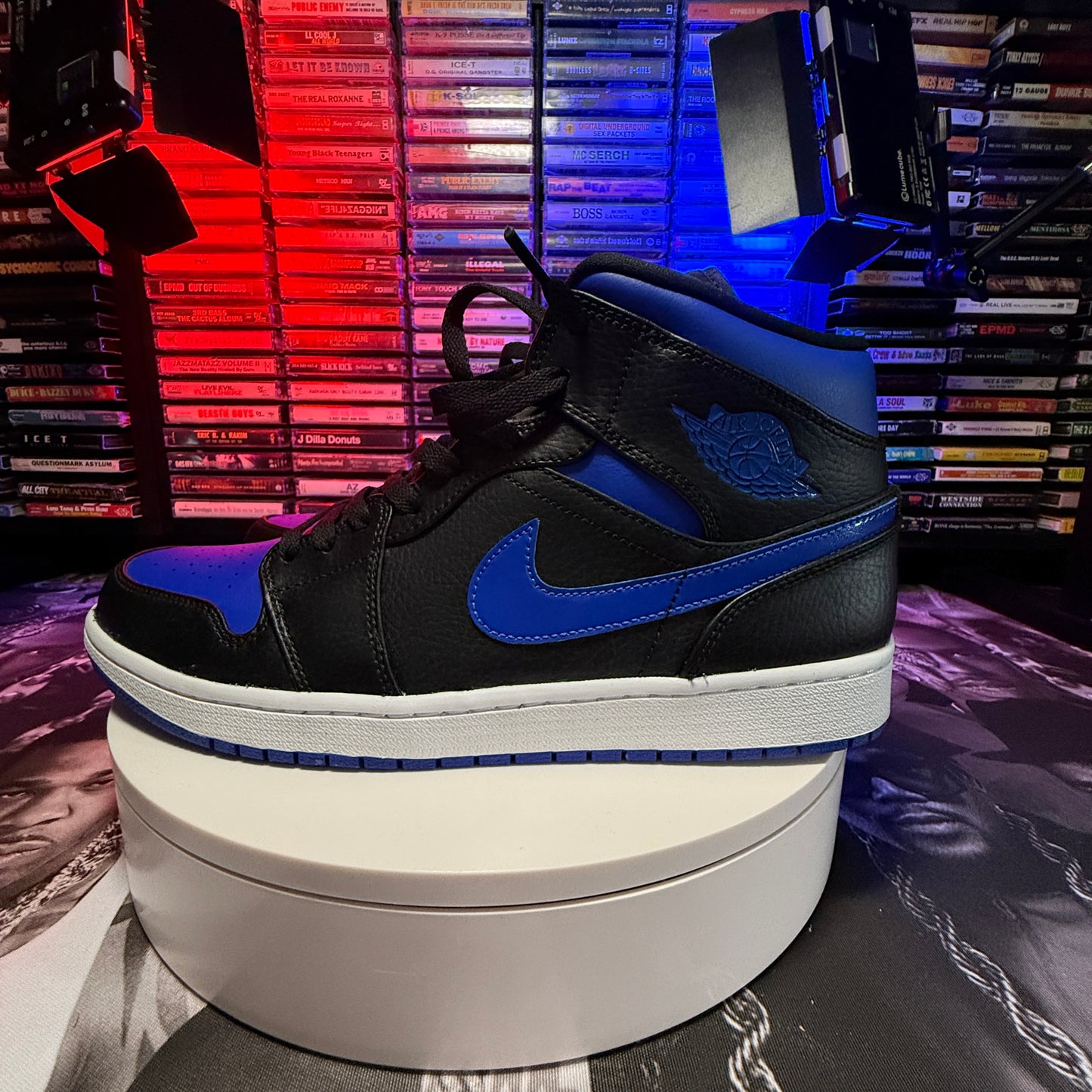 VNDS Air Jordan 1 Mid Black/Hyper Royal-White 654724-088 Size 12