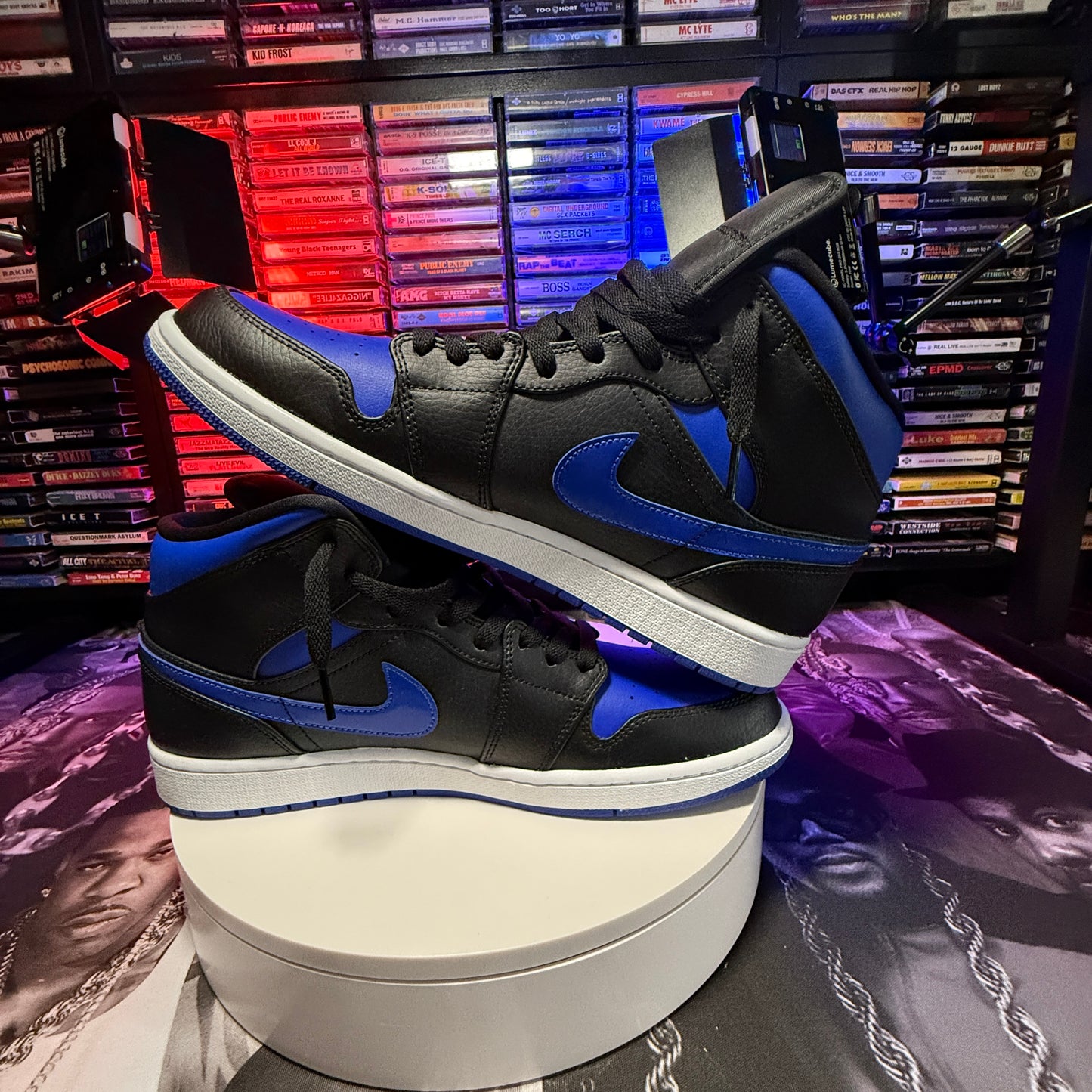 VNDS Air Jordan 1 Mid Black/Hyper Royal-White 654724-088 Size 12