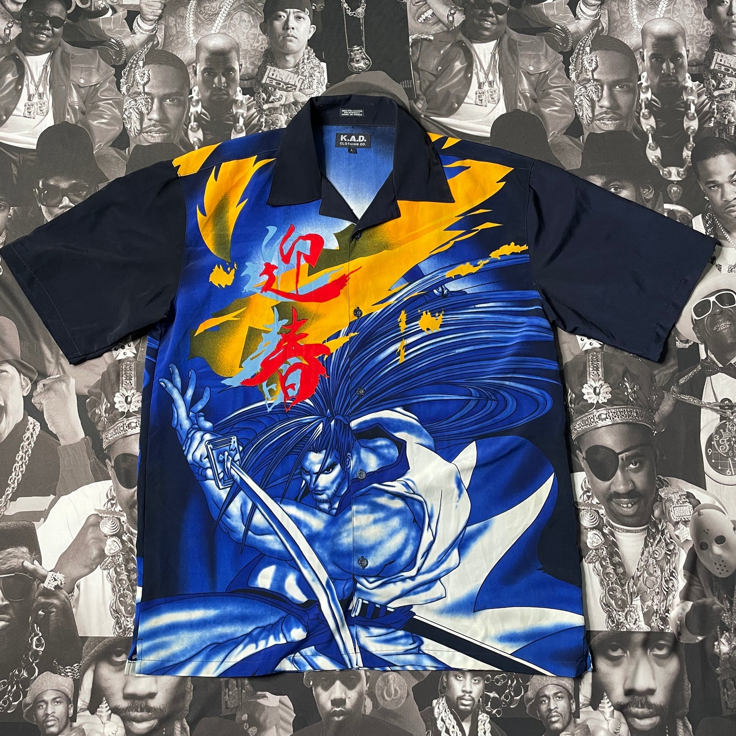 Vintage 2000's K.A.D Clothing Samurai Half Sleeve Button Front shirt Size L