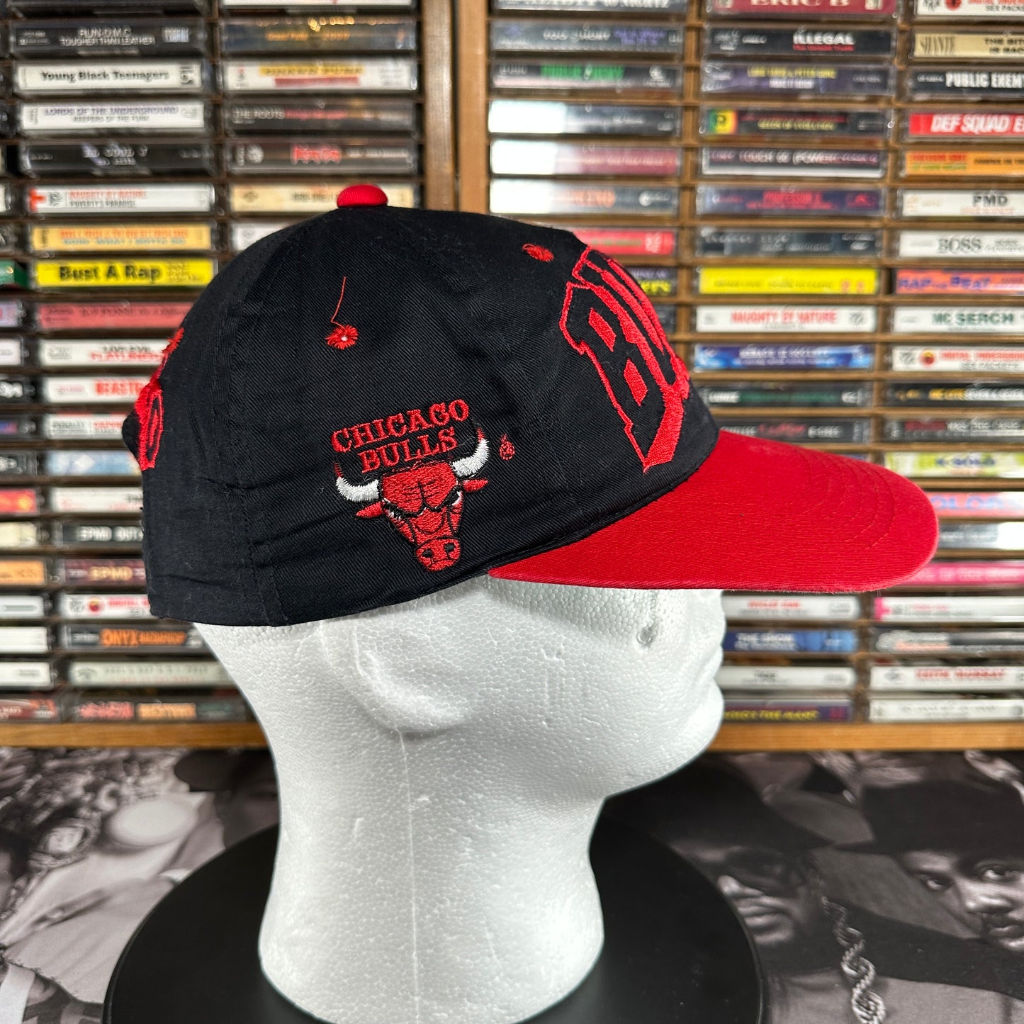 Vintage 90's Chicago Bulls Grafitti NBA Black Snapback Hat YOUTH