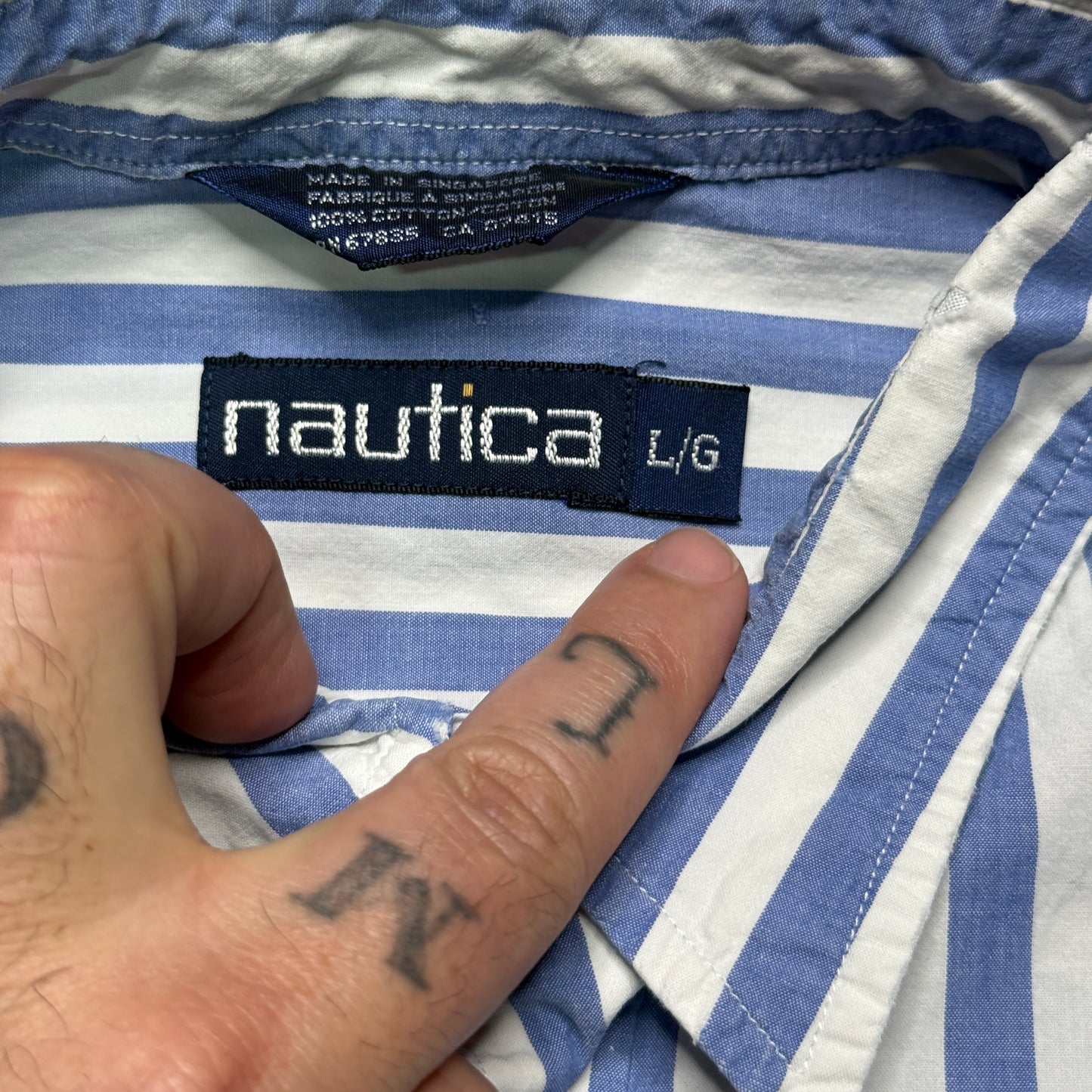 Vintage 90's Nautica Ocean Racing Series Embroidered Pocket Oversized Half Sleeve Button up SZ L