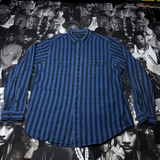 Vintage 90's Polo Ralph Lauren Double Pocket Striped Button Up Shirt XL