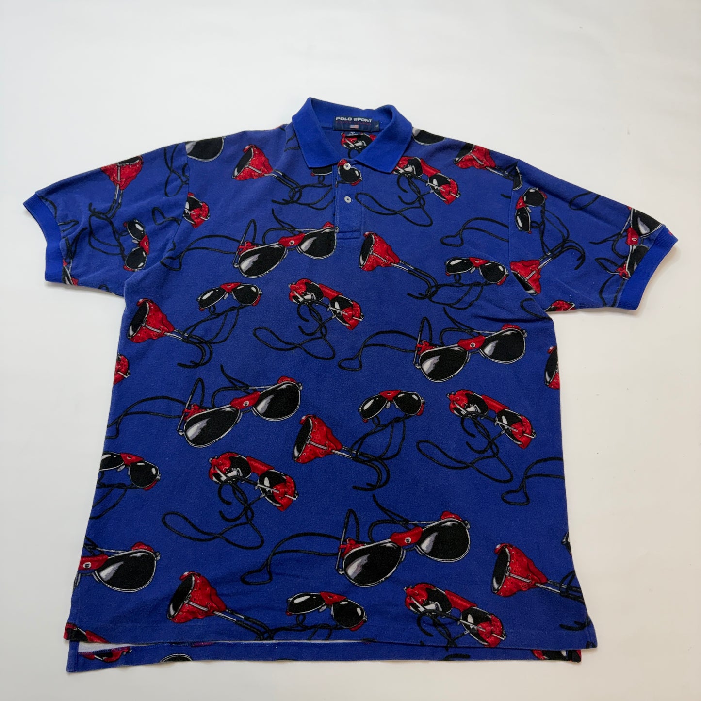 Polo Ralph Lauren Vintage 90's Polo Sport Aviator Shirt Mens L Blue