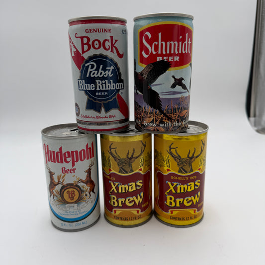 Vintage Beer Can Lot PABST, SCHELL'S, SCHMIDT, HUDEPHOL