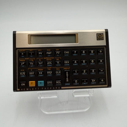 Vintage Hewlett Packard HP 12C Scientific Calculator with Case made in USA - Used - Brown