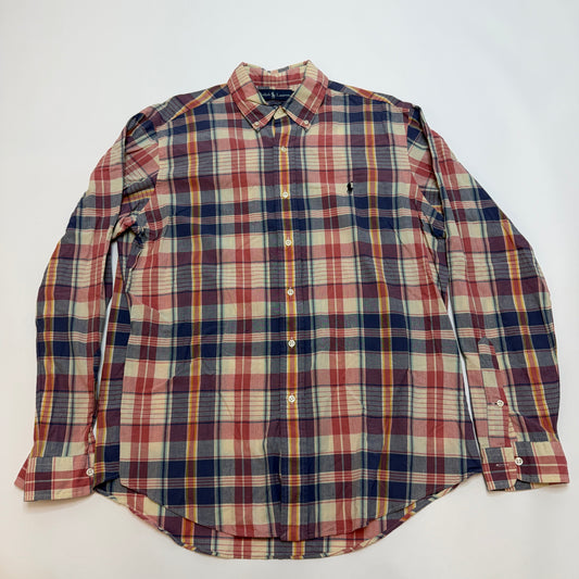 Vintage Polo Ralph Lauren Custom Fit Plaid Shirt Size L Blue