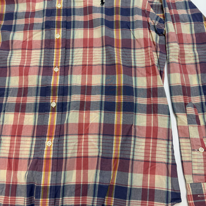 Vintage Polo Ralph Lauren Custom Fit Plaid Shirt Size L Blue
