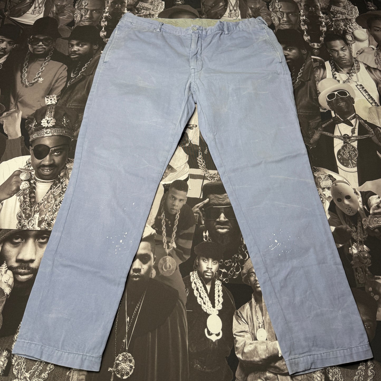 Vintage Polo Ralph Lauren Naval Tailors Blue Faded Cotton Chino Pants 38x32