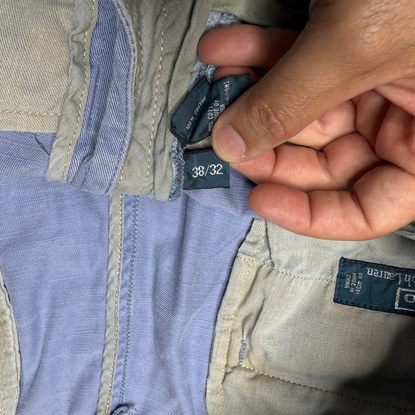 Vintage Polo Ralph Lauren Naval Tailors Blue Faded Cotton Chino Pants 38x32