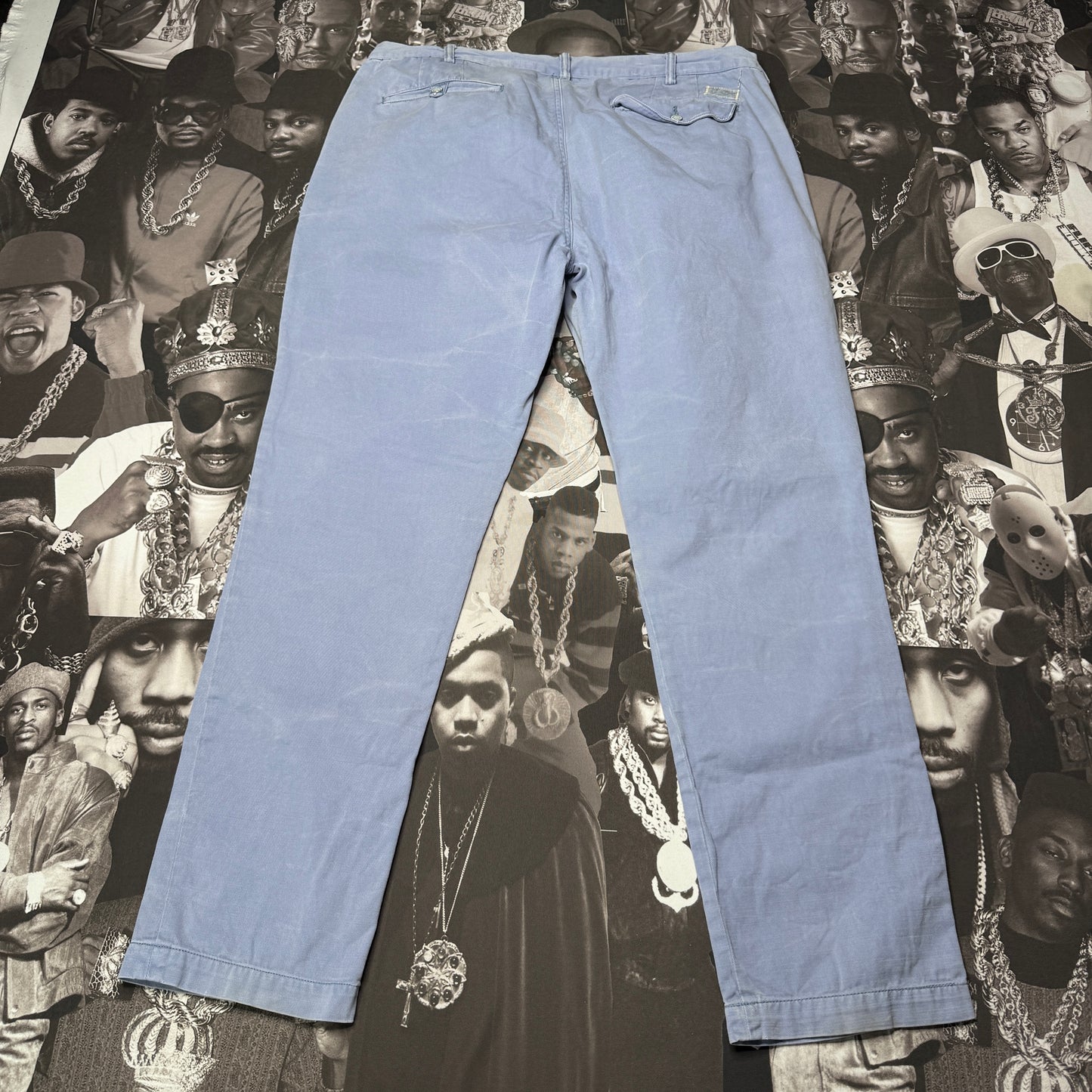 Vintage Polo Ralph Lauren Naval Tailors Blue Faded Cotton Chino Pants 38x32